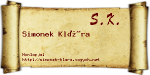 Simonek Klára névjegykártya
