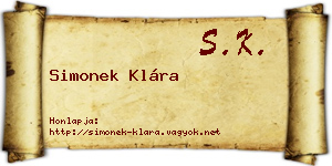 Simonek Klára névjegykártya